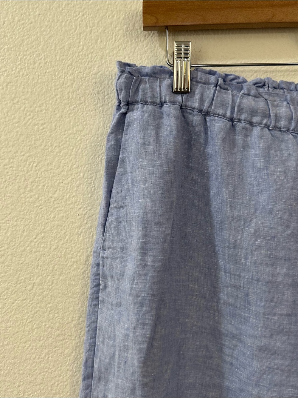 J. Crew Women's Elastic Waist Drawstring 100% Linen Pants Size LP Blue - Picture 4 of 9